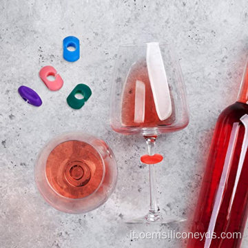 Segnacciatori di ciondoli in vetro per vino in silicone